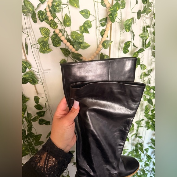 Won Hundred Black Leather Knee-High Boots - Picture 3 of 8